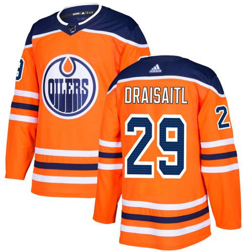 Adidas Oilers #29 Leon Draisaitl Orange Home Authentic Stitched NHL Jersey - Click Image to Close